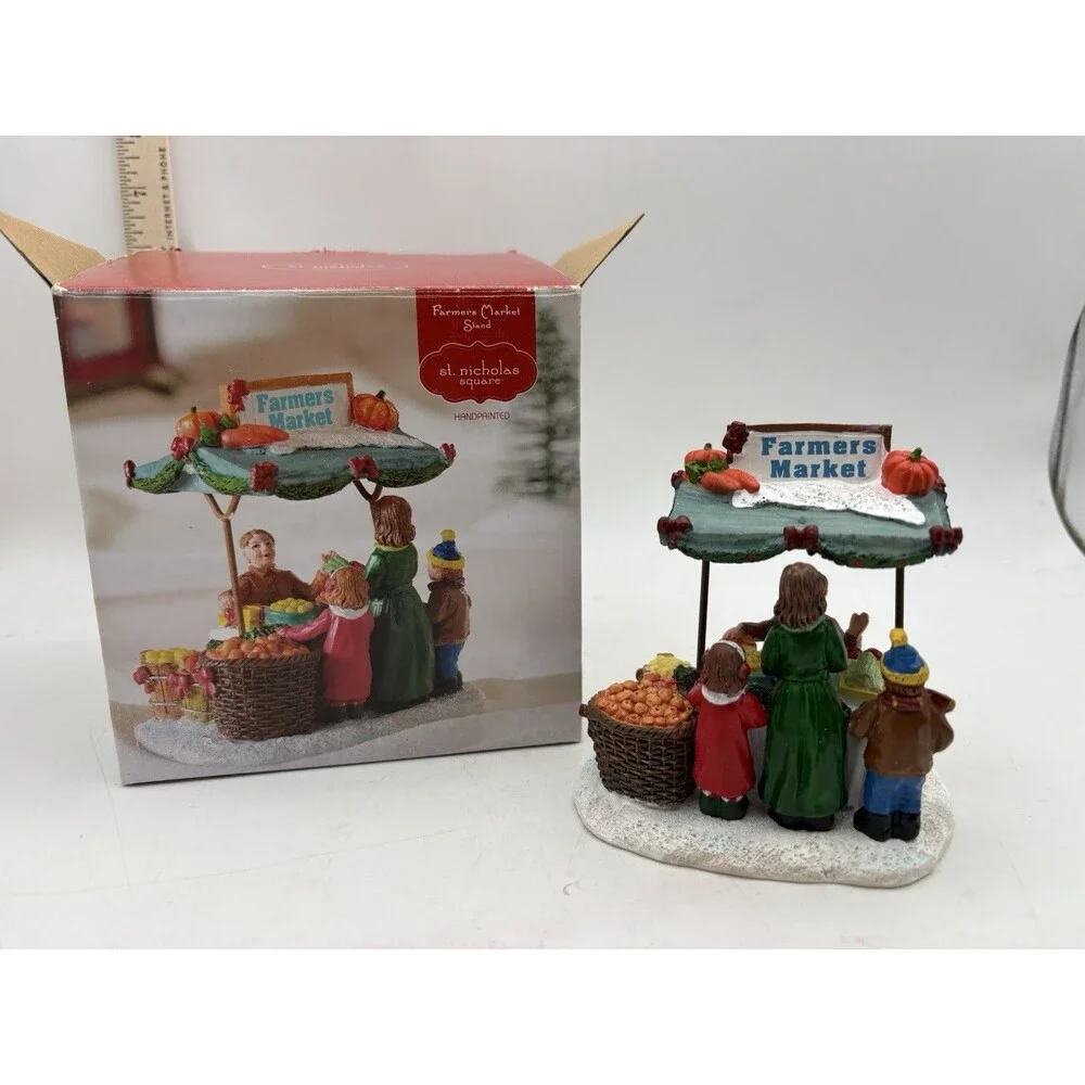 St Nicholas Square Farmers Market Stand Christmas Village w/ Box Kohl’s